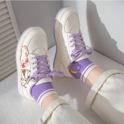 Kawaii Japanese Style Hand-Painted Lucky Cat Print Sneakers -Kawaii Fashion Shop Kawaii Japanese Style Hand Painted Lucky Cat Print Sneakers 1
