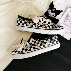 Kawaii Kuromi Black And White Checkerboard Canvas Shoes 10 Kawaii Kuromi Black And White Checkerboard Canvas Shoes -Kawaii Fashion Shop Kawaii Kuromi Black And White Checkerboard Canvas Shoes 1 scaled 1