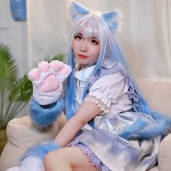 Kawaii Lolita Blue Gradient Long Curly Wig -Kawaii Fashion Shop Kawaii Lolita Blue Gradient Long Curly Wig 6