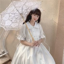 Kawaii Summer College Style Dresses -Kawaii Fashion Shop Kawaii Lolita Dresses For Teens Japanese Summer Kawaii Soft Girly Dress Girl Peter Pan Collar Women 3