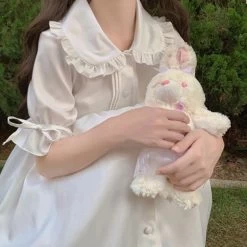 Kawaii Summer College Style Dresses -Kawaii Fashion Shop Kawaii Lolita Dresses For Teens Japanese Summer Kawaii Soft Girly Dress Girl Peter Pan Collar Women 5