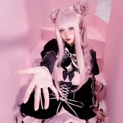 Kawaii Lolita Pink Long-Hair Wig -Kawaii Fashion Shop Kawaii Lolita Pink Long Hair Wig 5