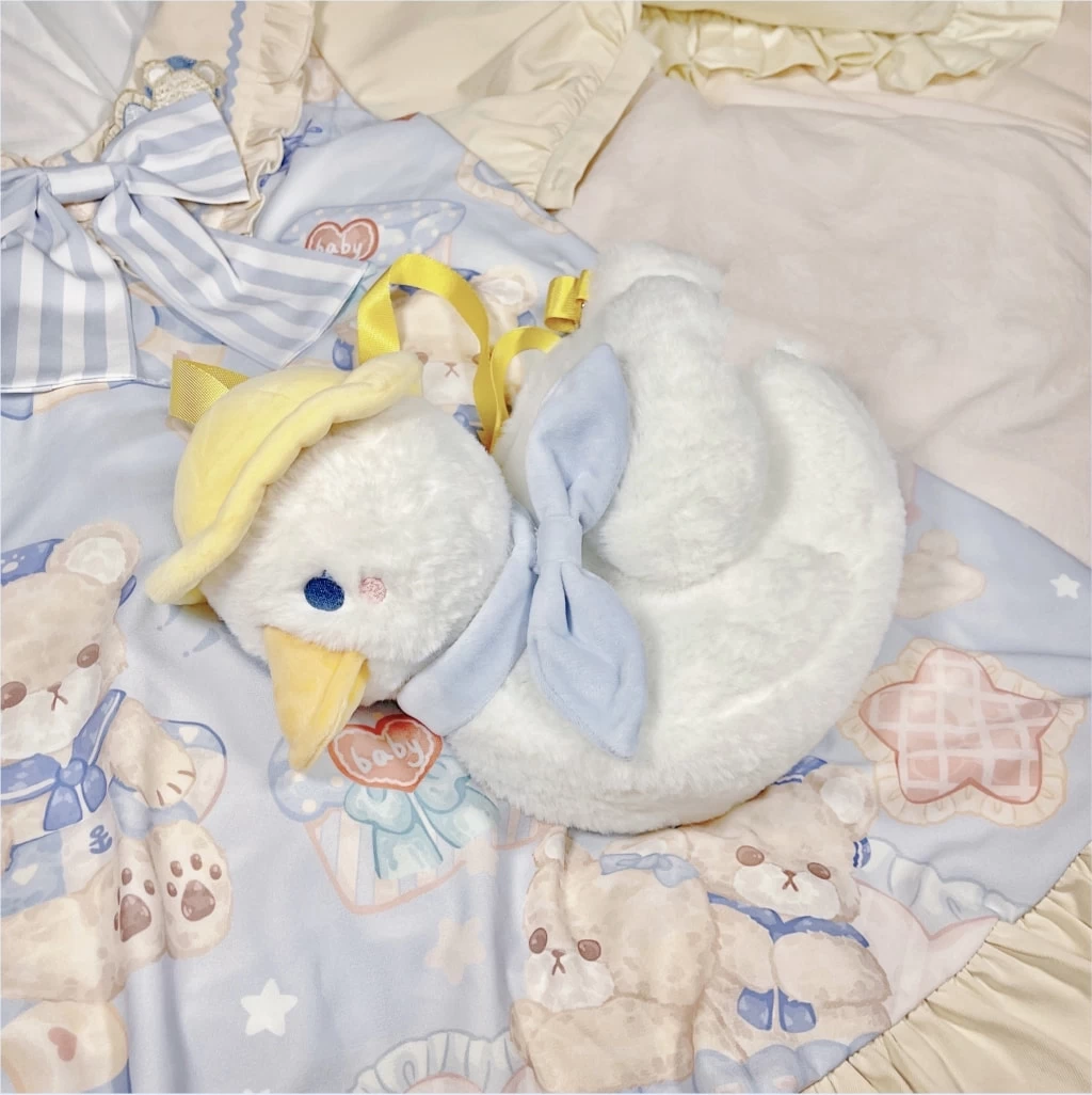 Kawaii Lolita Style Plush Cartoon Duck Shoulder Bag 5 Kawaii Lolita Style Plush Cartoon Duck Shoulder Bag - Image 4