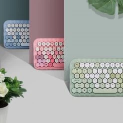Kawaii Morandi Color Honeycomb Design Wireless Bluetooth Keyboard 17 Kawaii Morandi Color Honeycomb Design Wireless Bluetooth Keyboard -Kawaii Fashion Shop Kawaii Morandi Color Honeycomb Design Wireless Bluetooth Keyboard 1