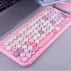 Kawaii Morandi Color Honeycomb Design Wireless Bluetooth Keyboard -Kawaii Fashion Shop Kawaii Morandi Color Honeycomb Design Wireless Bluetooth Keyboard 12