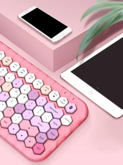 Kawaii Morandi Color Honeycomb Design Wireless Bluetooth Keyboard 13 Kawaii Morandi Color Honeycomb Design Wireless Bluetooth Keyboard -Kawaii Fashion Shop Kawaii Morandi Color Honeycomb Design Wireless Bluetooth Keyboard 19