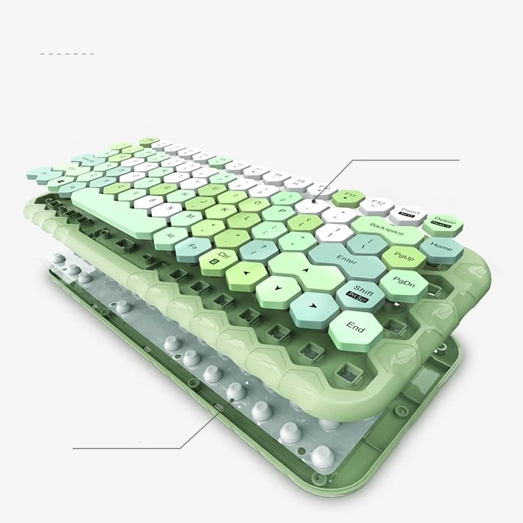 Kawaii Morandi Color Honeycomb Design Wireless Bluetooth Keyboard 10 Kawaii Morandi Color Honeycomb Design Wireless Bluetooth Keyboard - Image 8