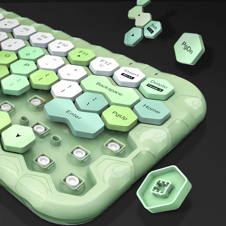 Kawaii Morandi Color Honeycomb Design Wireless Bluetooth Keyboard 6 Kawaii Morandi Color Honeycomb Design Wireless Bluetooth Keyboard - Image 4