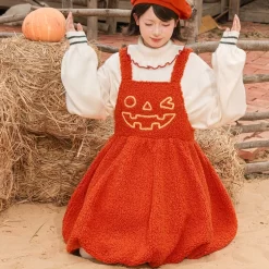Kawaii Orange Halloween Funny Pumpkin Suspender Dress -Kawaii Fashion Shop Kawaii Orange Halloween Funny Pumpkin Suspender Dress 7