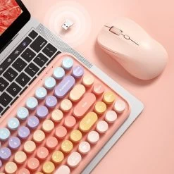 Kawaii Pink Aesthetic Wireless Keyboard And Mouse Set