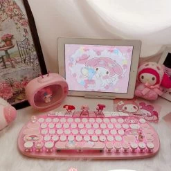 Kawaii Pink My Melody Three-Mode Mechanical Keyboard -Kawaii Fashion Shop Kawaii Pink My Melody Three Mode Mechanical Keyboard 4