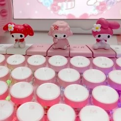 Kawaii Pink My Melody Three-Mode Mechanical Keyboard -Kawaii Fashion Shop Kawaii Pink My Melody Three Mode Mechanical Keyboard 5