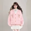 Kawaii Pink Navy Collar Cardigan Sweater -Kawaii Fashion Shop Kawaii Pink Navy Collar Cardigan Sweater 4
