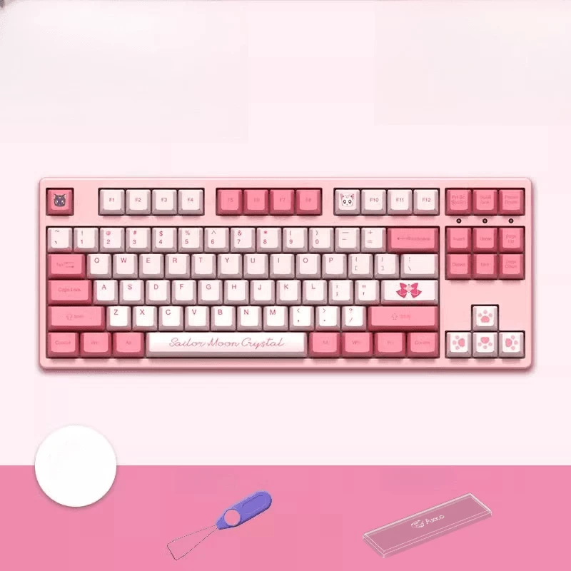 Kawaii Pink Sailor Moon Co-branded Mechanical Keyboard 87 Key 3 Kawaii Pink Sailor Moon Co-branded Mechanical Keyboard 87 Key