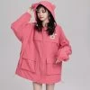 Kawaii Pink Sweet Cat Ear Coat -Kawaii Fashion Shop Kawaii Pink Sweet Cat Ear Coat 7