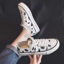 Kawaii Cow Print Canvas Shoes -Kawaii Fashion Shop Kawaii Platform Sneakers Women Vintage Canvas Sports Shoes Summer Fashion New Lolita Low Top Casual Ins 3