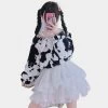 Kawaii Plush Cow Print Jacket -Kawaii Fashion Shop Kawaii Plush Cow Print Jacket 1