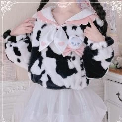 Kawaii Plush Cow Print Jacket -Kawaii Fashion Shop Kawaii Plush Cow Print Jacket 5