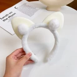 Kawaii Plush Cat Ears Hair Tie -Kawaii Fashion Shop Kawaii Plush Hair Tie for Women Sweet Cat Ears Makeup Face Washing Plush Hairband Party Festival 3