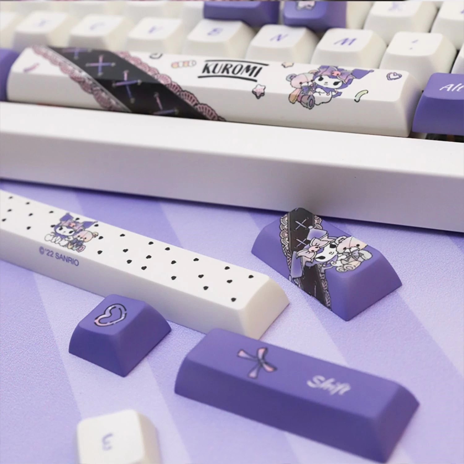 Kawaii Purple Kuromi Mechanical Keycaps Set 5 Kawaii Purple Kuromi Mechanical Keycaps Set - Image 3