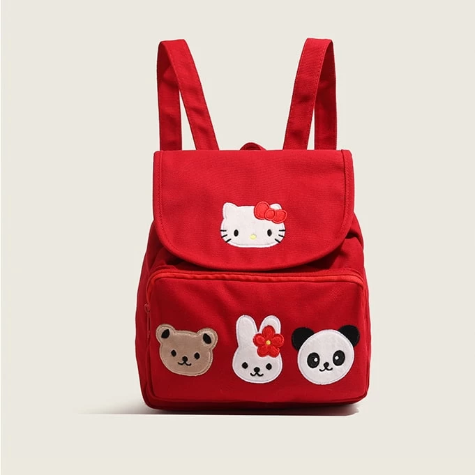 Kawaii Red Hello Kitty Canvas Backpack 8 Kawaii Red Hello Kitty Canvas Backpack - Image 6