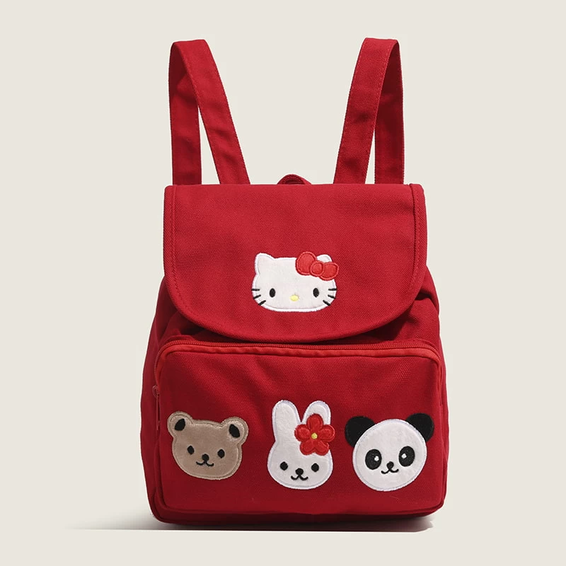 Kawaii Red Hello Kitty Canvas Backpack 3 Kawaii Red Hello Kitty Canvas Backpack