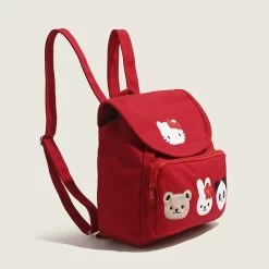 Kawaii Red Hello Kitty Canvas Backpack 12 Kawaii Red Hello Kitty Canvas Backpack -Kawaii Fashion Shop Kawaii Red Hello Kitty Canvas Backpack 7