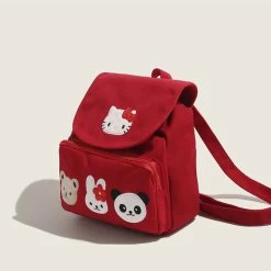 Kawaii Red Hello Kitty Canvas Backpack 16 Kawaii Red Hello Kitty Canvas Backpack -Kawaii Fashion Shop Kawaii Red Hello Kitty Canvas Backpack 8