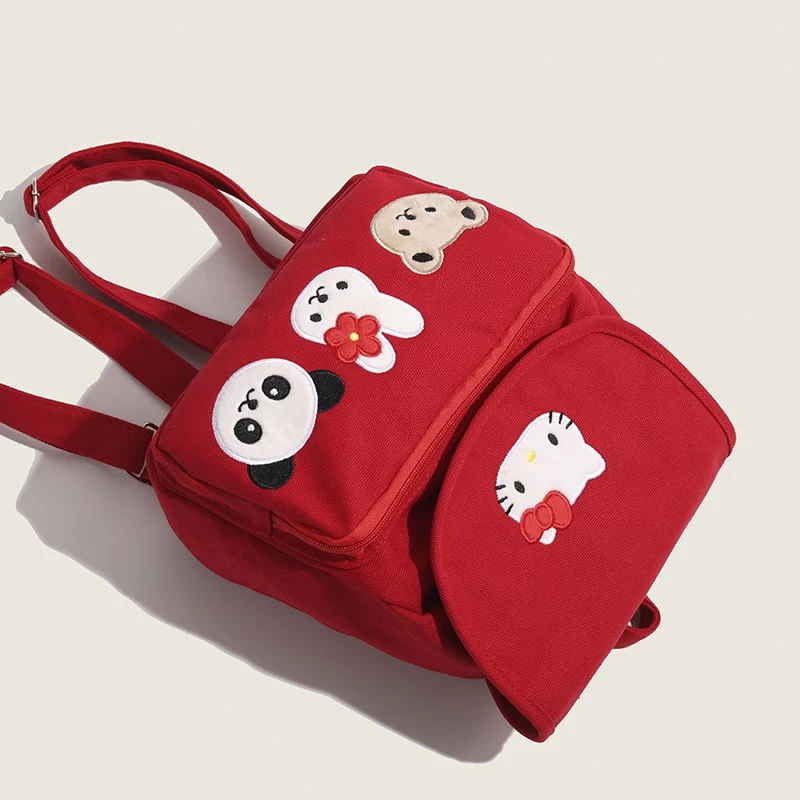 Kawaii Red Hello Kitty Canvas Backpack 10 Kawaii Red Hello Kitty Canvas Backpack - Image 8