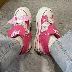 Kawaii Rose Red High-top Canvas Shoes -Kawaii Fashion Shop Kawaii Rose Red High top Canvas Shoes 4