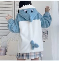 Kawaii Shark Plush Hoodie 14 Kawaii Shark Plush Hoodie -Kawaii Fashion Shop Kawaii Shark Plush Hoodie 5