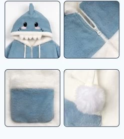 Kawaii Shark Plush Hoodie 17 Kawaii Shark Plush Hoodie -Kawaii Fashion Shop Kawaii Shark Plush Hoodie 9
