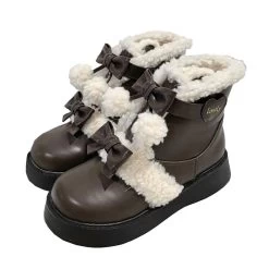 Kawaii Soft Girl Lolita Style Round Toe Snow Boots -Kawaii Fashion Shop Kawaii Soft Girl Lolita Style Round Toe Snow Boots 11