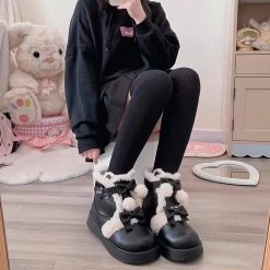 Kawaii Soft Girl Lolita Style Round Toe Snow Boots -Kawaii Fashion Shop Kawaii Soft Girl Lolita Style Round Toe Snow Boots 6