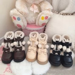 Kawaii Soft Girl Lolita Style Round Toe Snow Boots -Kawaii Fashion Shop Kawaii Soft Girl Lolita Style Round Toe Snow Boots 7