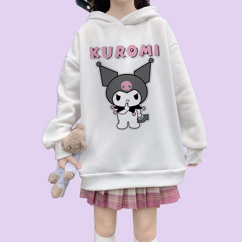 Kawaii Soft Girl Style Cartoon Kuromi Print Loose Hoodie 5 Kawaii Soft Girl Style Cartoon Kuromi Print Loose Hoodie - Image 3