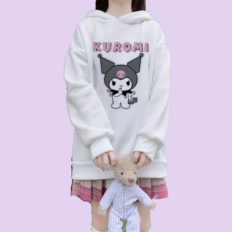 Kawaii Soft Girl Style Cartoon Kuromi Print Loose Hoodie 7 Kawaii Soft Girl Style Cartoon Kuromi Print Loose Hoodie - Image 5