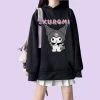 Kawaii Soft Girl Style Cartoon Kuromi Print Loose Hoodie -Kawaii Fashion Shop Kawaii Soft Girl Style Cartoon Kuromi Print Loose Hoodie 9