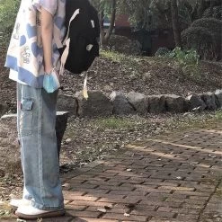 Kawaii Fashion Harajuku Straight Jeans Pants -Kawaii Fashion Shop Kawaii Spring Jeans Pants Fashion Girl Amine Pants Punk Harajuku Student Funny Straight Summer Autumn Gothic 2