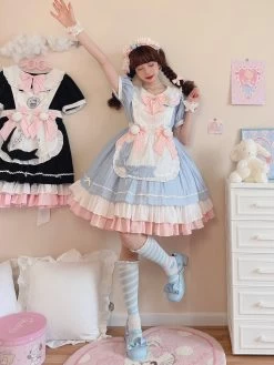 Kawaii Sweet Black Lolita Maid Dress -Kawaii Fashion Shop Kawaii Sweet Black Lolita Maid Dress 1