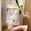 Kawaii Sweet Girl Style Bear Embroidered High Waist Shorts -Kawaii Fashion Shop Kawaii Sweet Girl Style Bear Embroidered High Waist Shorts 2