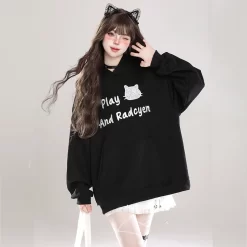 Kawaii Sweet Girl Style Black Cartoon Cat Embroidered Sweatshirt 15 Kawaii Sweet Girl Style Black Cartoon Cat Embroidered Sweatshirt -Kawaii Fashion Shop Kawaii Sweet Girl Style Black Cartoon Cat Embroidered Sweatshirt 2