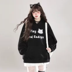 Kawaii Sweet Girl Style Black Cartoon Cat Embroidered Sweatshirt 11 Kawaii Sweet Girl Style Black Cartoon Cat Embroidered Sweatshirt -Kawaii Fashion Shop Kawaii Sweet Girl Style Black Cartoon Cat Embroidered Sweatshirt 7