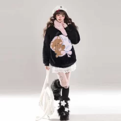 Kawaii Sweet Girl Style Cute Bear Round Embroidery Pullover Sweater -Kawaii Fashion Shop Kawaii Sweet Girl Style Cute Bear Round Embroidery Pullover Sweater 7