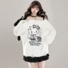 Kawaii Sweet Girl Style Hello Kitty Print Off-Shoulder Sweater 2 Kawaii Sweet Girl Style Hello Kitty Print Off-Shoulder Sweater -Kawaii Fashion Shop Kawaii Sweet Girl Style Hello Kitty Print Off Shoulder Sweater 1