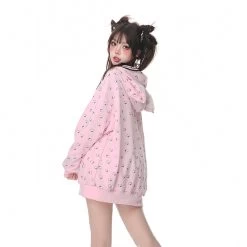 Kawaii Sweet Girl Style Hello Kitty Printed Hooded Coat -Kawaii Fashion Shop Kawaii Sweet Girl Style Hello Kitty Printed Hooded Coat 9