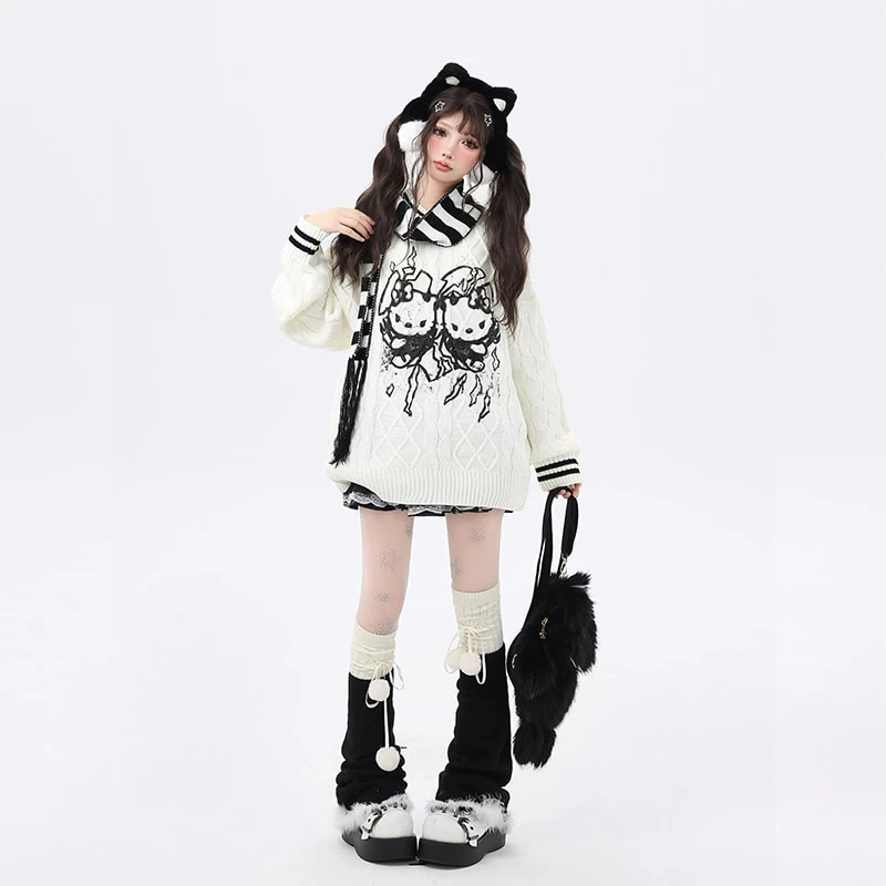 Kawaii Sweet Girl Style Hello Kitty Printed Sweater 6 Kawaii Sweet Girl Style Hello Kitty Printed Sweater - Image 4