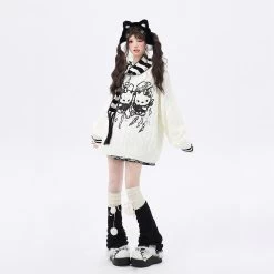 Kawaii Sweet Girl Style Hello Kitty Printed Sweater 14 Kawaii Sweet Girl Style Hello Kitty Printed Sweater -Kawaii Fashion Shop Kawaii Sweet Girl Style Hello Kitty Printed Sweater 3
