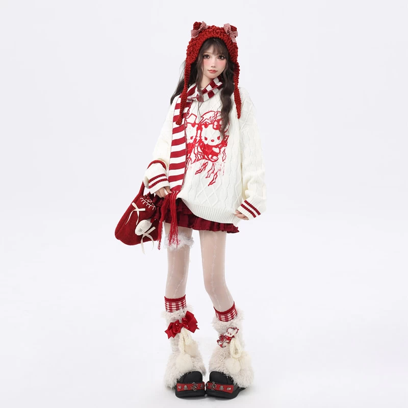 Kawaii Sweet Girl Style Hello Kitty Printed Sweater 8 Kawaii Sweet Girl Style Hello Kitty Printed Sweater - Image 6