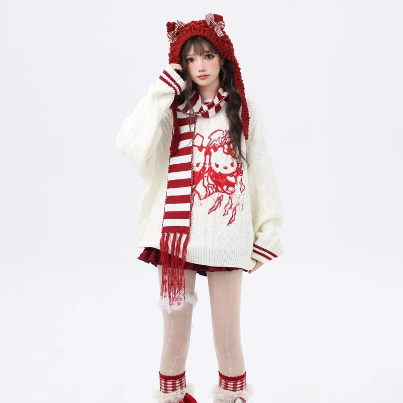 Kawaii Sweet Girl Style Hello Kitty Printed Sweater 3 Kawaii Sweet Girl Style Hello Kitty Printed Sweater